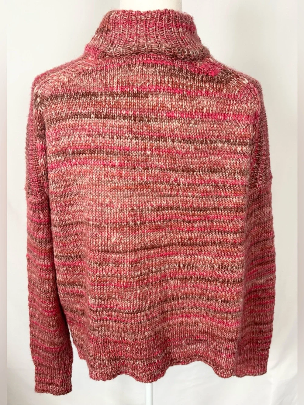 J. Crew Pink Space Dye Wool Blend Mock Neck Sweater